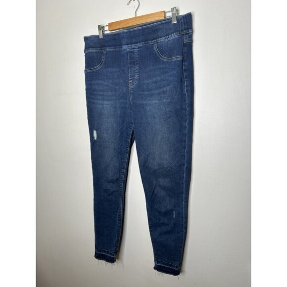 Spanx Pull On Skinny Blue Denim Jeans Womens Plus Size 1X - Picture 2 of 9
